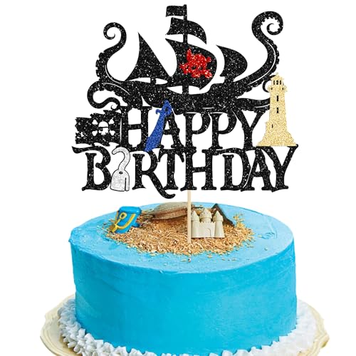 Gyufise Tortenaufsatz mit Piraten-Motiv, Motiv: Piratenschiff, nautisches Kuchenpicker für Piraten-Themen, Babyparty, Geburtstagsparty, Kuchendekorationen, Zubehör, goldfarben, 1 Stück Gyufise Tortenaufsatz mit Piraten-Motiv, Motiv: Piratenschiff, nautisches Kuchenpicker für Piraten-Themen, Babyparty, Geburtstagsparty, Kuchendekorationen, Zubehör, goldfarben, 1 Stück von Gyufise