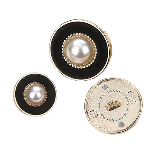 Elegante Metallknöpfe mit Samt- und Perlendetails für Mäntel und Pullover, 6 Stück (Farbe 1, 25 mm, 6 Stück) von Gyuuio