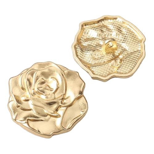 Goldfarbene Metallknöpfe für Mäntel und Pullover, 18 mm/23 mm, Blumenmuster (Gold, 23 mm, 6 Stück) von Gyuuio