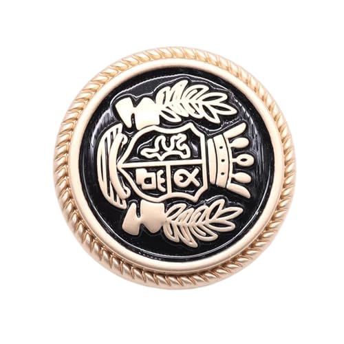 Metallknöpfe für Mäntel und Trenchcoats, 6 Stück, goldfarben, schwarz, 18 mm, 6 Stück von Gyuuio