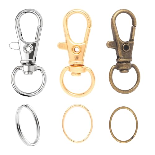 Schlüsselring Klein 120Stk Karabiner Schlüsselanhänger Basteln Selber Machen Ringe Karabinerhaken mit Drehgelenk(Silber/Golden/Retro) von Gyxcelc