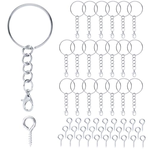 Schlüsselring mit Kette Karabinerverschluss 70 Stück Schlüsselanhänger Basteln Set 35 Schlüsselanhänger Ringe Kette 35 Schrauböse Pins, Schlüsselringe 25mm für Schlüssel DIY Schmuckherstellung,Silbrig Schlüsselring mit Kette Karabinerverschluss 70 Stück Schlüsselanhänger Basteln Set 35 Schlüsselanhänger Ringe Kette 35 Schrauböse Pins, Schlüsselringe 25mm für Schlüssel DIY Schmuckherstellung,Silbrig von Gyxcelc