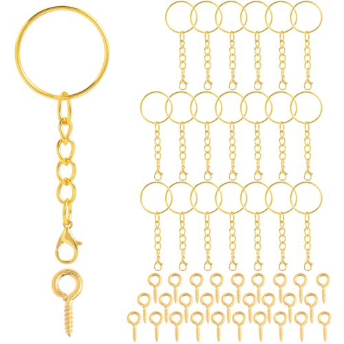 Schlüsselring mit Kette Karabinerverschluss 70 Stück Schlüsselanhänger Basteln Set 35 Schlüsselanhänger Ringe Kette 35 Schrauböse Pins, Schlüsselringe 25mm für Schlüssel DIY Schmuckherstellung,Golden Schlüsselring mit Kette Karabinerverschluss 70 Stück Schlüsselanhänger Basteln Set 35 Schlüsselanhänger Ringe Kette 35 Schrauböse Pins, Schlüsselringe 25mm für Schlüssel DIY Schmuckherstellung,Golden von Gyxcelc