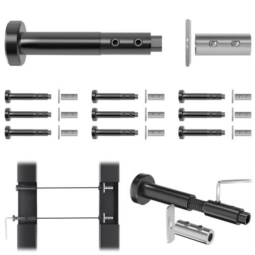 Gyykzz 10 Paar unsichtbares Kabelgeländer-Set, T316 Edelstahl, wiederverwendbar, Spanner und festes Ende, Schraubverriegelung, kein Crimpen, passend für 5,1 x 5,1 cm Metallgeländerpfosten-System von Gyykzz