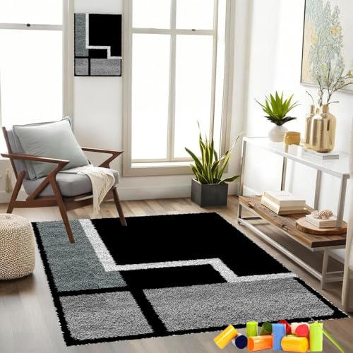 Gzaebji KnüpfsetsSelbst Knüpfen Set für Erwachsene Latch Hook Kit, Kreuzstich-Set, 40 x 70 cm Knüpfteppich Zum Selber knüpfen knüpfen Set Erwachsene Teppich Handarbeit für Anfänger Heimdekoration von Gzaebji