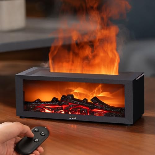 Gzvxuny Aroma Diffuser mit LED Kamin, Diffuser Ätherische Öle mit 7-Farben-Licht Flammen, Luftbefeuchter mit Fernbedienung, DuftöL Diffuser für Raumduft - 4 Timer und Wasserlose Abschaltautomatik Gzvxuny Aroma Diffuser mit LED Kamin, Diffuser Ätherische Öle mit 7-Farben-Licht Flammen, Luftbefeuchter mit Fernbedienung, DuftöL Diffuser für Raumduft - 4 Timer und Wasserlose Abschaltautomatik von Gzvxuny