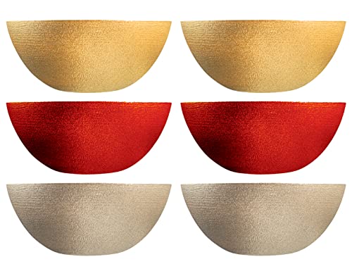 H&H Celebration Set aus 6 Glasschalen, 3 verschiedene Farben, Rot, Gold, Kupfer, 28 cm, Weihnachten, Party, glänzend, Chic von H&H