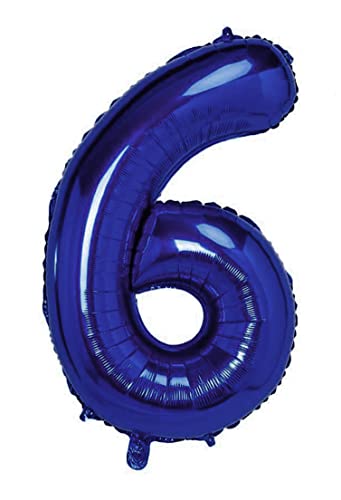 Folienballon Dunkelblau nummer 6, Riese Luftballon Geburtstag 105cm, Folienballon Zahl ideal für Party, Jubiläum, Geburtstag, Zahlenballon, Helium von H HANSEL HOME