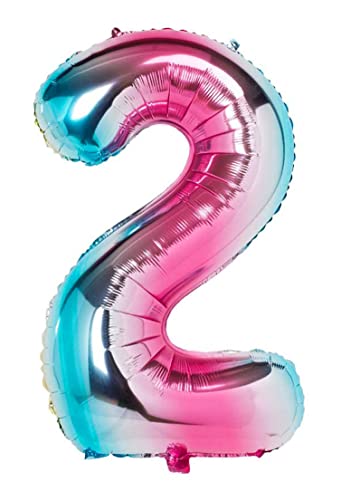 Folienballon Regenbogenfarbe nummer 2, Riese Luftballon Geburtstag 110cm, Folienballon Zahl ideal für Party, Jubiläum, Geburtstag, Zahlenballon, Helium von H HANSEL HOME