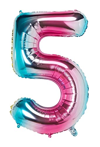Folienballon Regenbogenfarbe nummer 5, Riese Luftballon Geburtstag 110cm, Folienballon Zahl ideal für Party, Jubiläum, Geburtstag, Zahlenballon, Helium von H HANSEL HOME
