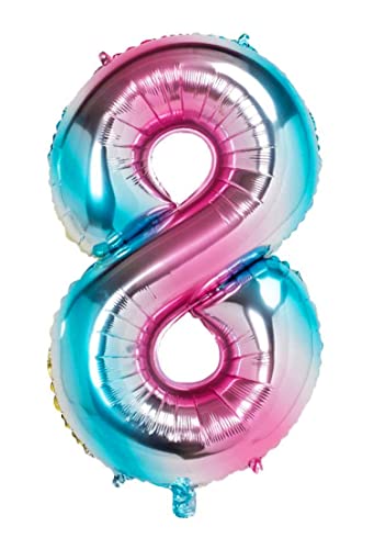 Folienballon Regenbogenfarbe nummer 8, Riese Luftballon Geburtstag 110cm, Folienballon Zahl ideal für Party, Jubiläum, Geburtstag, Zahlenballon, Helium von H HANSEL HOME