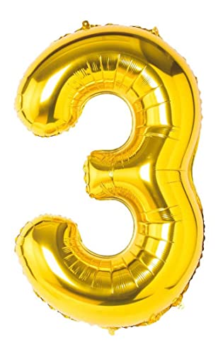 Folienballon goldener nummer 3, Riese Luftballon Geburtstag 110cm, Folienballon Zahl ideal für Party, Jubiläum, Geburtstag, Zahlenballon, Helium Folienballon goldener nummer 3, Riese Luftballon Geburtstag 110cm, Folienballon Zahl ideal für Party, Jubiläum, Geburtstag, Zahlenballon, Helium von H HANSEL HOME