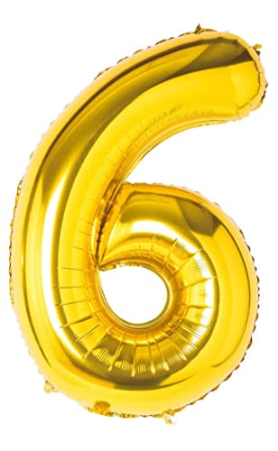 Folienballon goldener nummer 6, Riese Luftballon Geburtstag 110cm, Folienballon Zahl ideal für Party, Jubiläum, Geburtstag, Zahlenballon, Helium Folienballon goldener nummer 6, Riese Luftballon Geburtstag 110cm, Folienballon Zahl ideal für Party, Jubiläum, Geburtstag, Zahlenballon, Helium von H HANSEL HOME