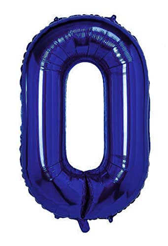 Folienballon Dunkelblau nummer 0, Riese Luftballon Geburtstag 105cm, Folienballon Zahl ideal für Party, Jubiläum, Geburtstag, Zahlenballon, Helium von H HANSEL HOME