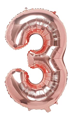 Folienballon Roségold nummer 3, Riese Luftballon Geburtstag 110cm, Folienballon Zahl ideal für Party, Jubiläum, Geburtstag, Zahlenballon, Helium Folienballon Roségold nummer 3, Riese Luftballon Geburtstag 110cm, Folienballon Zahl ideal für Party, Jubiläum, Geburtstag, Zahlenballon, Helium von H HANSEL HOME