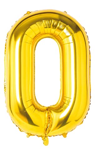 Folienballon goldner nummer 0, Riese Luftballon Geburtstag 110cm, Folienballon Zahl ideal für Party, Jubiläum, Geburtstag, Zahlenballon, Helium von H HANSEL HOME