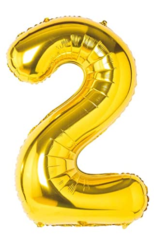 Folienballon goldener nummer 2, Riese Luftballon Geburtstag 110cm, Folienballon Zahl ideal für Party, Jubiläum, Geburtstag, Zahlenballon, Helium von H HANSEL HOME