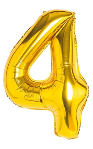 Folienballon goldener nummer 4, Riese Luftballon Geburtstag 110cm, Folienballon Zahl ideal für Party, Jubiläum, Geburtstag, Zahlenballon, Helium Folienballon goldener nummer 4, Riese Luftballon Geburtstag 110cm, Folienballon Zahl ideal für Party, Jubiläum, Geburtstag, Zahlenballon, Helium von H HANSEL HOME