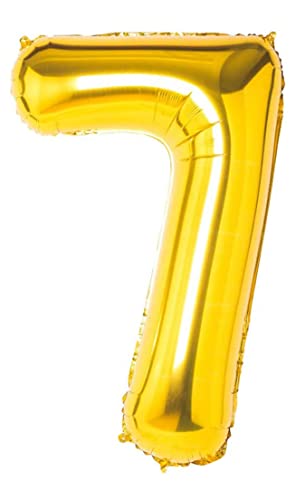 Folienballon goldener nummer 7, Riese Luftballon Geburtstag 110cm, Folienballon Zahl ideal für Party, Jubiläum, Geburtstag, Zahlenballon, Helium von H HANSEL HOME