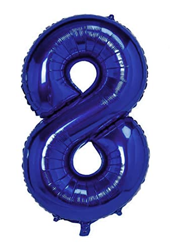 Folienballon Dunkelblau nummer 8, Riese Luftballon Geburtstag 105cm, Folienballon Zahl ideal für Party, Jubiläum, Geburtstag, Zahlenballon, Helium von H HANSEL HOME