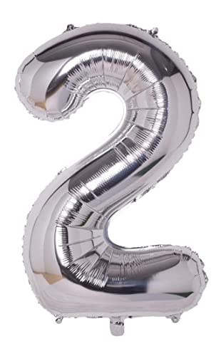 Folienballon Silber nummer 2, Riese Luftballon Geburtstag 110cm, Folienballon Zahl ideal für Party, Jubiläum, Geburtstag, Zahlenballon, Helium Folienballon Silber nummer 2, Riese Luftballon Geburtstag 110cm, Folienballon Zahl ideal für Party, Jubiläum, Geburtstag, Zahlenballon, Helium von H HANSEL HOME