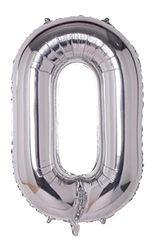 Folienballon silber nummer 0, Riese Luftballon Geburtstag 110cm, Folienballon Zahl ideal für Party, Jubiläum, Geburtstag, Zahlenballon, Helium von H HANSEL HOME