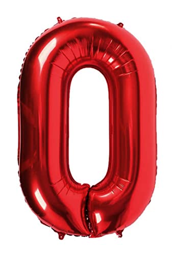 Folienballon rot nummer 0, Riese Luftballon Geburtstag 100cm, Folienballon Zahl ideal für Party, Jubiläum, Geburtstag, Zahlenballon, Helium von H HANSEL HOME