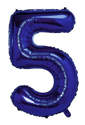 Folienballon Dunkelblau nummer 5, Riese Luftballon Geburtstag 105cm, Folienballon Zahl ideal für Party, Jubiläum, Geburtstag, Zahlenballon, Helium von H HANSEL HOME