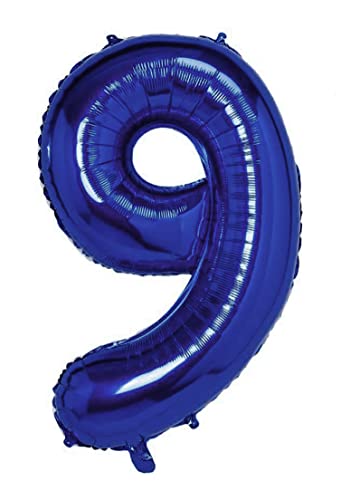 Folienballon Dunkelblau nummer 9, Riese Luftballon Geburtstag 105cm, Folienballon Zahl ideal für Party, Jubiläum, Geburtstag, Zahlenballon, Helium von H HANSEL HOME