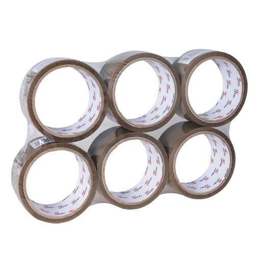 H HANSEL HOME 6 Stück Braun Klebeband 48mm x 40m, Starkes und Reißfestes Packband von H HANSEL HOME
