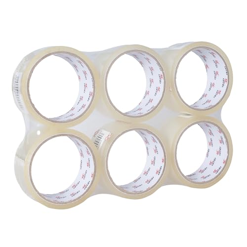 H HANSEL HOME 6 Stück Transparent Klebeband 48mm x 40m, Starkes und Reißfestes Packband von H HANSEL HOME