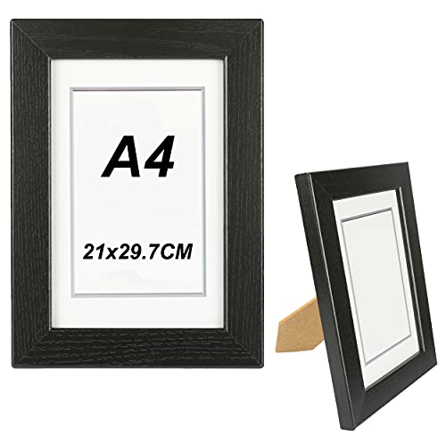 H HANSEL HOME Holz Bilderrahmen 21x29.7cm, Holz Fotorahmen Schwarz mit Glasplatte für Tisch und Wand H HANSEL HOME Holz Bilderrahmen 21x29.7cm, Holz Fotorahmen Schwarz mit Glasplatte für Tisch und Wand von H HANSEL HOME