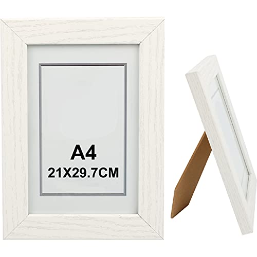H HANSEL HOME Holz Bilderrahmen 21x29.7cm, Holz Fotorahmen Weiß mit Glasplatte für Tisch und Wand H HANSEL HOME Holz Bilderrahmen 21x29.7cm, Holz Fotorahmen Weiß mit Glasplatte für Tisch und Wand von H HANSEL HOME