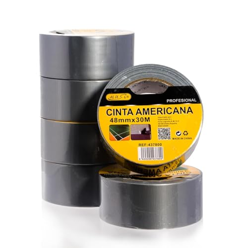 Home Universal Amerikanisches silberfarbenes Reparaturband, Klebeband, für Kunst, Basteln, Ersatz, Kennzeichnung, Codierung (48 mm, 30 m, 6 Stück) von H HOME UNIVERSAL