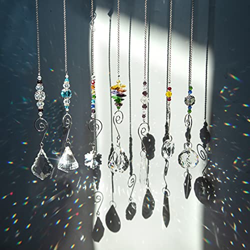 H&D HYALINE & DORA 7 Stück Kristall Regenbogen Sonnenfänger Glasperlen Kette hängen Fengshui Anhänger für Fenster, Garten von H&D HYALINE & DORA