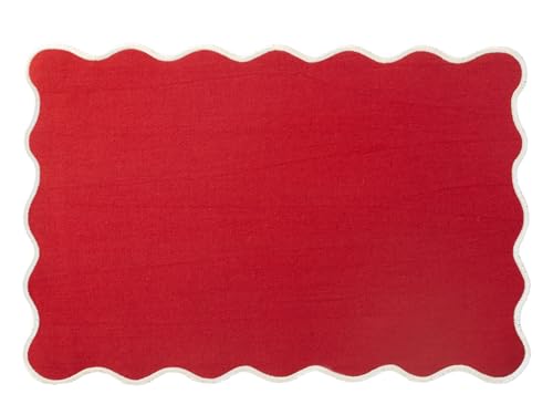 H&h set 4 tovagliette sagomate in cotone e lino rosso cm 45x30 von H&H