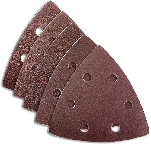 HKB® 120 Stück Schleifdreiecke für Delta-Schleifer, 93x93x93mm, Klett, 6-Loch, je 24 Stück K40,60,80,120,180, Korund, Hersteller HKB, Artikel-Nr. 20275 von HL