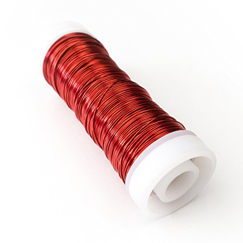 FLORISTEN - DECOLACKDRAHT Ø 0,3mm x 50m, Deko, Farbe: Rot / Red von H&R