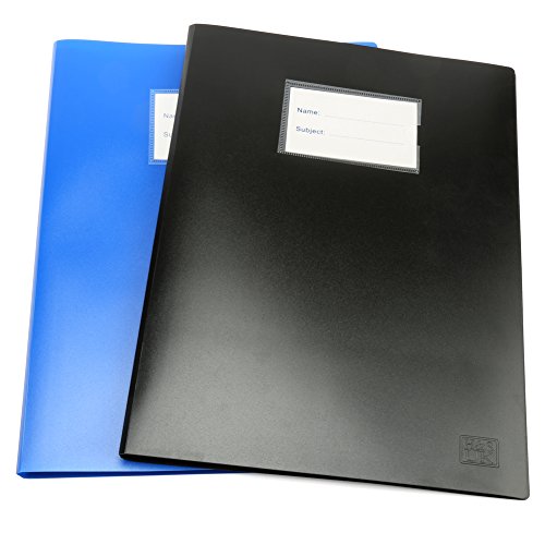 H&S A4 Präsentationsmappe - 2 Stück - Blaue und Schwarze Sichtbuch Mappe - Mit 100 Glasklaren Klarsichthüllen - Sichthüllenmappe A4 100 Seiten - Modelmappe a4 von H&S