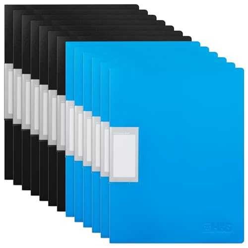 H&S A4 Sichtbuch - Mappe im 12er-Set mit Klarsichthüllen - Mehrfarbige Hefter und Ordner Sichtmappe mit 30 Herausnehmbaren Folien - schwarz und blau von H&S