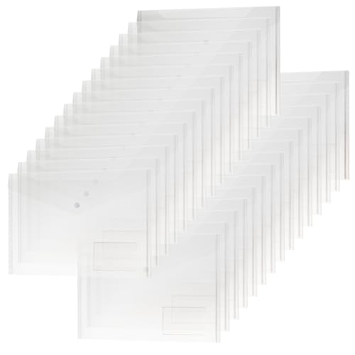 H&S DIN A4 Dokumentenmappe - 30er Set - Transparente Postmappe Sammelmappe - Dokumententasche mit Druckknopfverschluss - Dokumententasche Mappe durchsichtig von H&S