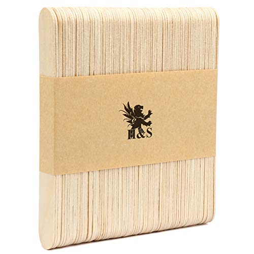 H&S Holzstäbchen zum Basteln – 80 Stück aus Birke – Hochwertige Holzspatel – Ideal für Eisstiele, Waxing & zum Backen – Breite Stäbe zum Basteln - Eisstiele Holz - Schaschlikspieße Holz - Holzspachtel von H&S