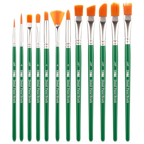 H&S Pinselset für Acrylfarben Aquarell und Ölfarben - 12er Set - Professionelle Flache und runde Pinsel zum Malen - Künstler Zubehör aus Synthetischem Haar - Grün H&S Pinselset für Acrylfarben Aquarell und Ölfarben - 12er Set - Professionelle Flache und runde Pinsel zum Malen - Künstler Zubehör aus Synthetischem Haar - Grün von H&S