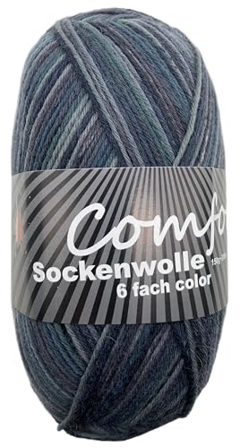 6-fädige Sockenwolle Strumpfwolle -150gr Knaul- 375m Lauflänge - dicke Wolle für besonders warme Socken – grosse Farbauswahl (001) von H&W Vertrieb