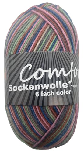 6-fädige Sockenwolle Strumpfwolle -150gr Knaul- 375m Lauflänge - dicke Wolle für besonders warme Socken – grosse Farbauswahl (011) von H&W Vertrieb