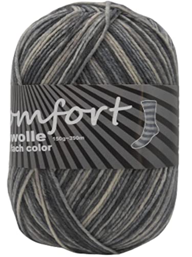 6-fädige Sockenwolle Strumpfwolle -150gr Knaul- 375m Lauflänge - dicke Wolle für besonders warme Socken – grosse Farbauswahl (013) von H&W Vertrieb
