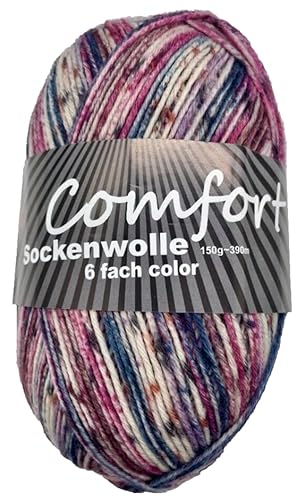 6-fädige Sockenwolle Strumpfwolle -150gr Knaul- 375m Lauflänge - dicke Wolle für besonders warme Socken – grosse Farbauswahl (612-312) von H&W Vertrieb
