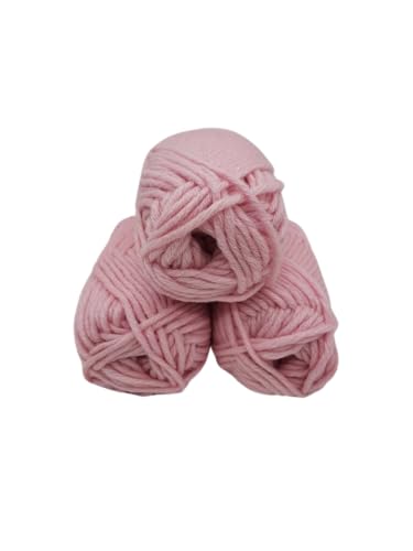Häkelgarn – Strickgarn - Mützengarn -über 30 Farben zur Wahl- Set mit Label- 3 Knaul a 50gr ohne Banderole - Wolle zum Stricken und Häkeln -Ll. 55m /50g, 30% Merinowolle Farbe (138 rosa) von H&W Vertrieb