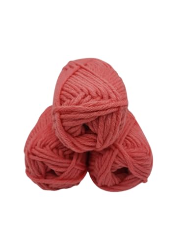 Häkelgarn – Strickgarn - Mützengarn -über 30 Farben zur Wahl- Set mit Label- 3 Knaul a 50gr ohne Banderole - Wolle zum Stricken und Häkeln -Ll. 55m /50g, 30% Merinowolle Farbe (139 himbeer) von H&W Vertrieb