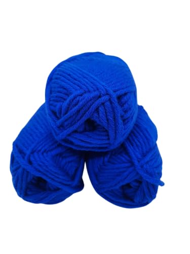 Häkelgarn – Strickgarn - Mützengarn -über 30 Farben zur Wahl- Set mit Label- 3 Knaul a 50gr ohne Banderole - Wolle zum Stricken und Häkeln -Ll. 55m /50g, 30% Merinowolle Farbe (159 saphir blau) von H&W Vertrieb